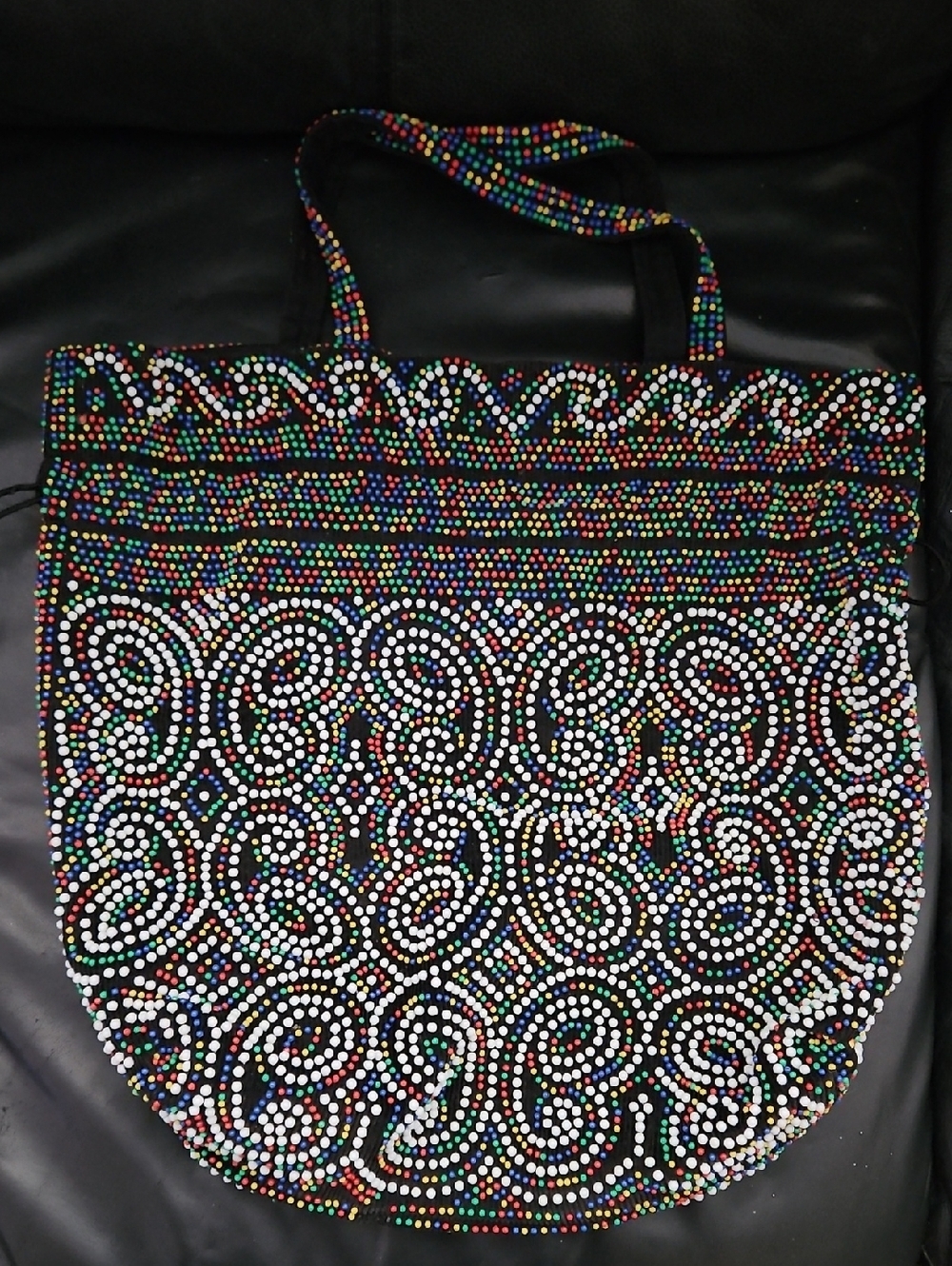 Vintage Hand Crafted Candy Dot Boho Coastal Vibrant Drawstring. Sgoukder Bag